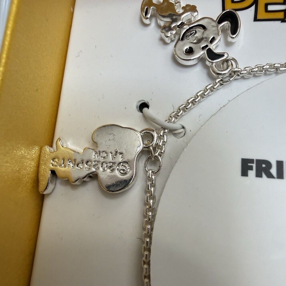 Peanuts Friends Forever Snoopy Woodstock Adjustable Bracelet Fine Silver Plated - Picture 4 of 7